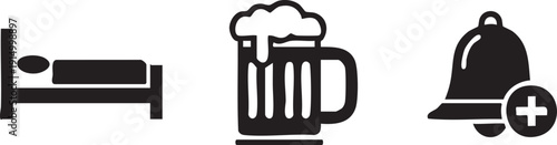 Bed Single Beer Bell Add Notification Icons
