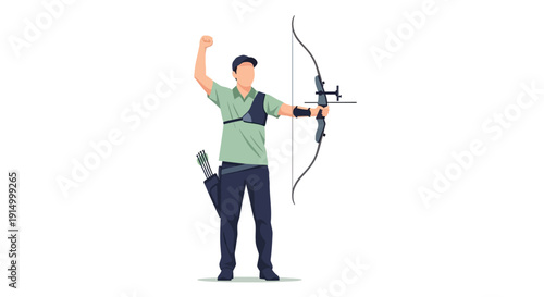 Archer Celebrating Victory with Bow and Arrow Ready for Competition