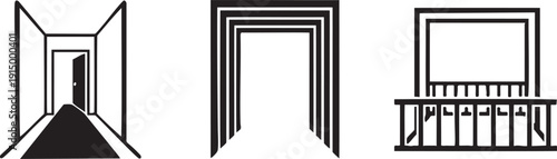 Corridor Hallway Balcony Architecture Building Layout Icons