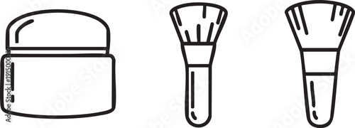 Cosmetic Jar Brush Makeup Beauty Product Icons