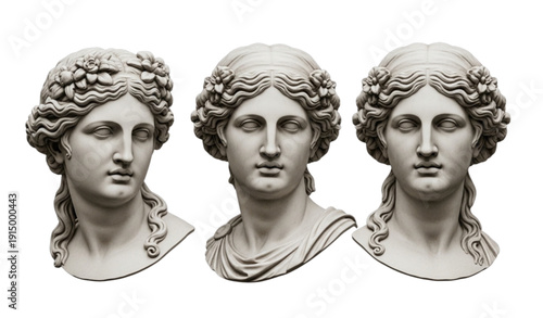 Antique sculpture vector set – heads, hands, Medusa, columns