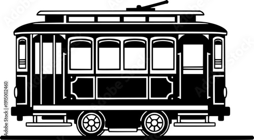 Vintage San Francisco Cable Car Silhouette - Historic City Transport Vector Icon