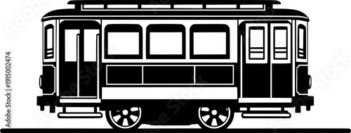 Vintage San Francisco Cable Car Silhouette - Historic City Transport Vector Icon