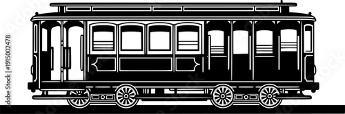 Vintage San Francisco Cable Car Silhouette - Historic City Transport Vector Icon