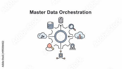 Master Data Orchestration Diagram Illustration.