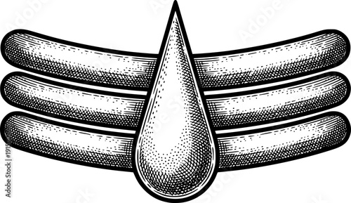 Sacred Shiva Tripundra Tilaka with drop bindu. Detailed vintage line art vector for Hindu branding, yoga studio logos, meditation app icons, spiritual tattoos, and Mahashivratri festival graphics