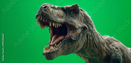 Wallpaper Mural Roaring Tyrannosaurus Rex Head on Green Screen Torontodigital.ca