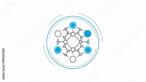 Molecular structure with blue atoms model.