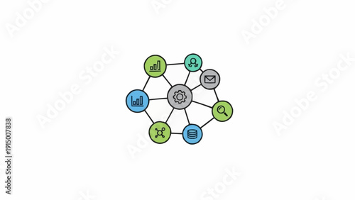 Molecular structure with connected nodes.