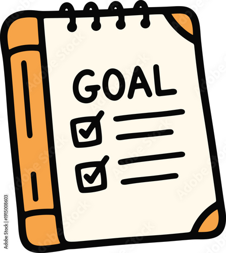 Goal planner with checkboxes for setting and tracking objectives