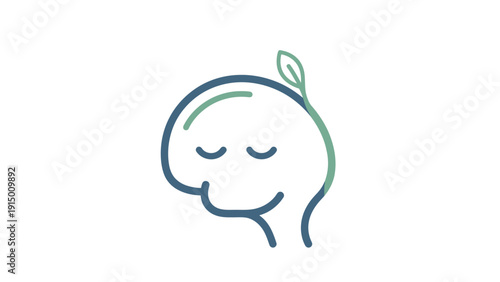 Smiling Face with Leaf Illustration Design.