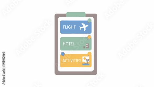 Smartphone with travel apps icons.