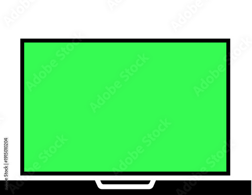 Green screen image of a large television screen
