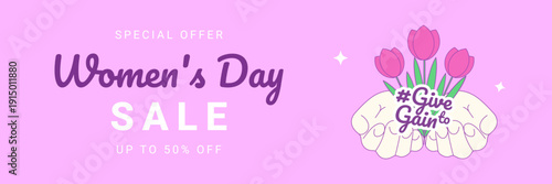 Give to Gain campaign sale banner for International Women’s Day 2026. IWD 2026	