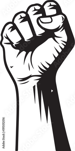 Black and white illustration of a clenched fist