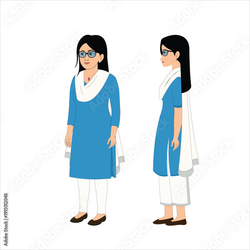 2d Indian village girl cartoon character ready for animation moral stories, made by adobe illustrator and ready for animate cc