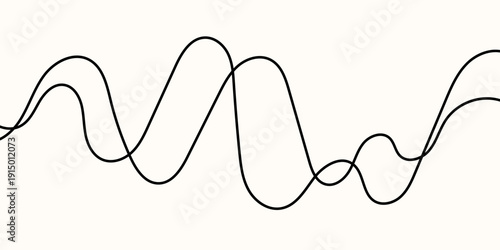 Line cable drawing for squiggle curve long and abstract tangle thin Wavy curvy thread for black pattern vector and squiggly wire doodle Line design divider for squiggle horizontal white