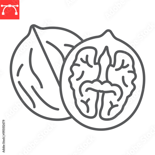 Walnut line icon, food and natural, Walnut nut vector icon, vector graphics, editable stroke outline sign