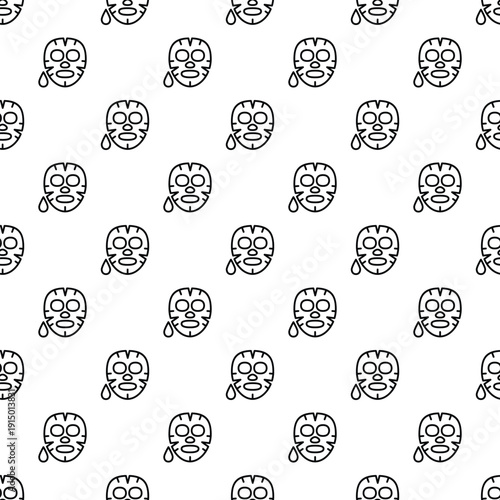 Facial masks line icons creating a seamless pattern for beauty and cosmetic themes