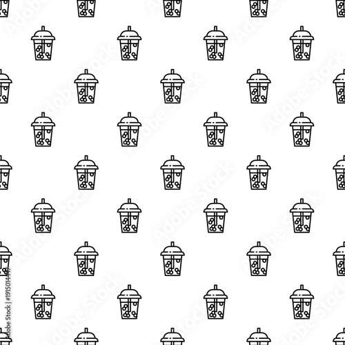 Bubble tea drinks forming a seamless pattern on a white background