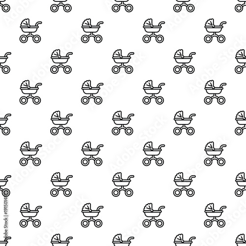 Fototapeta Baby carriages and strollers creating a repeating pattern in a clean linear styl
