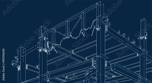 Technical Blueprint Power Line Illustration