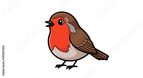 Cute Cartoon Robin Bird Illustration on White Background Perfect for Children s Books and Nature Designs