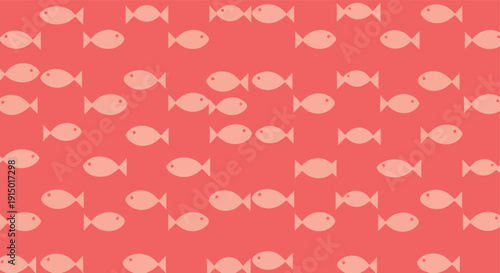 Coral Pink Fish Pattern Seamless Background
