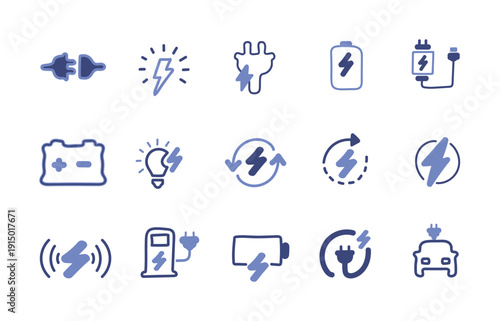 Set of blue business and finance icons