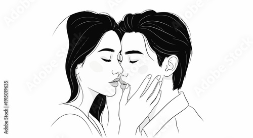 A romantic couple sharing a tender moment of love and affection