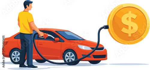 Rising Fuel Cost Concept with Car Refueling from Coin