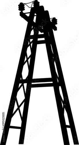 A-frame wooden utility tower silhouette for power lines