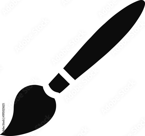 Paint Brush Silhouette Icon – Art Tool Solid Black Vector Illustration