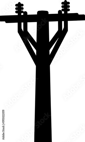 Electric power distribution pole silhouette for energy infrastructure