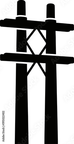 H-frame electricity pylon silhouette for high voltage transmission