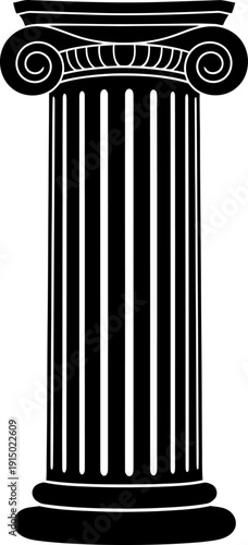 Ionic column silhouette with fluted shaft and volutes