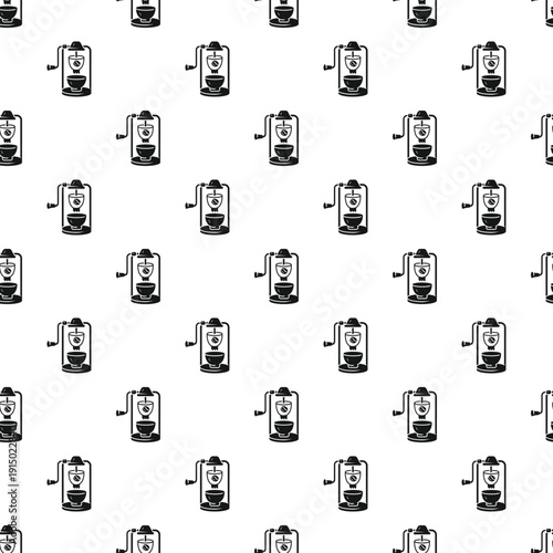 Hand coffee grinders creating a continuous black and white pattern on a white background