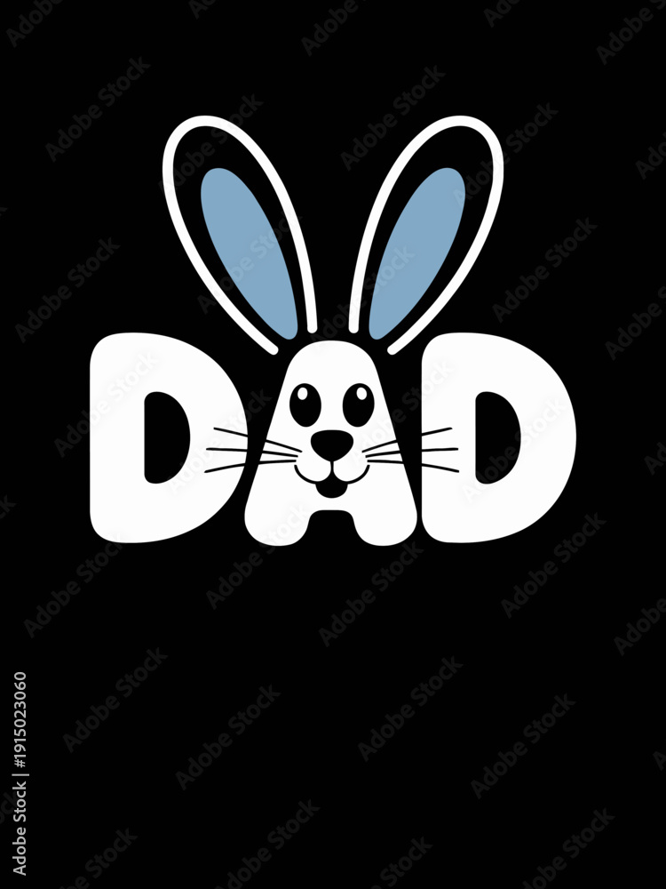 Obraz premium A playful design featuring the word 'DAD' with bunny ears and a face integrated into the letters.