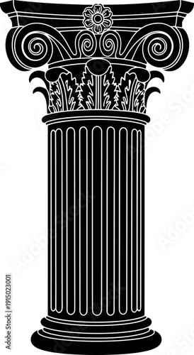 Ornate corinthian column capital silhouette with acanthus leaf decoration