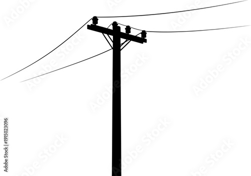 Perspective silhouette of a telephone pole with wires in the sky