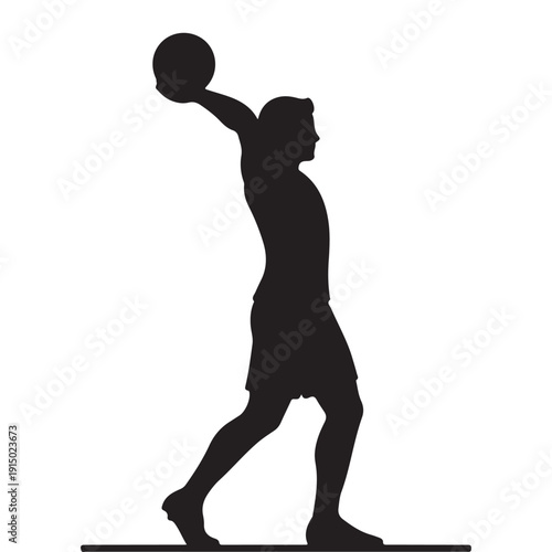 Basketball Player Jump Shot Silhouette Vector Illustration, Athlete Shooting Ball Action Pose, Sports Competition Graphic Isolated Design