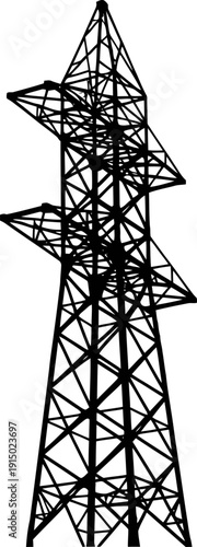 Steel lattice transmission pylon silhouette for high voltage