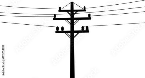 Triple crossarm utility pole silhouette infrastructure