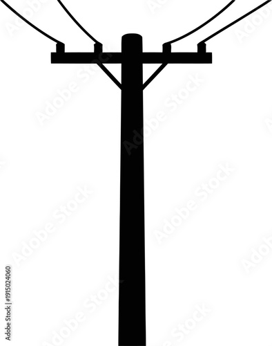 T-shaped utility pole silhouette with four overhead power lines