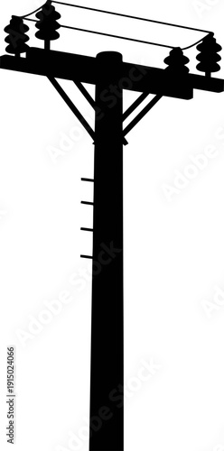 T-shaped utility pole silhouette with overhead insulators