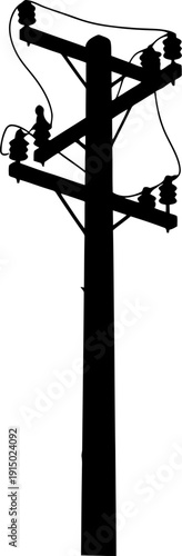 Utility pole silhouette with diagonal support arm and insulators