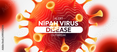 Nipah virus disease infection medical with typography and copy space. Nipah pandemic risk background vector illustration