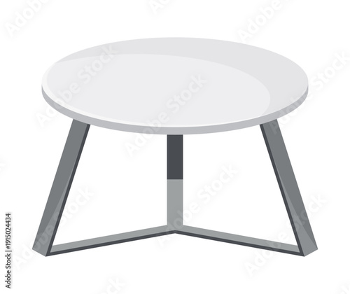 Table furniture of glass and metal, interior desk. Empty table isolated illustration on white background. Vector illustration of platform or stand
