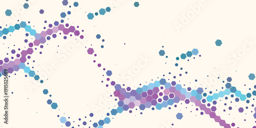 Hexagon Shapes Vector Abstract Geometric Technology Retrowave Sci-Fi Texture Isolated on Light Background. Halftone Hex Retro Simple Pattern. Eps10