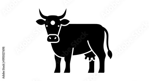 Black Silhouette of a Cow Standing.